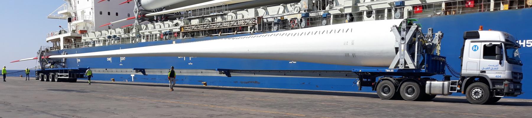 Transport of 67m LM Blade for Tafilah GE Project